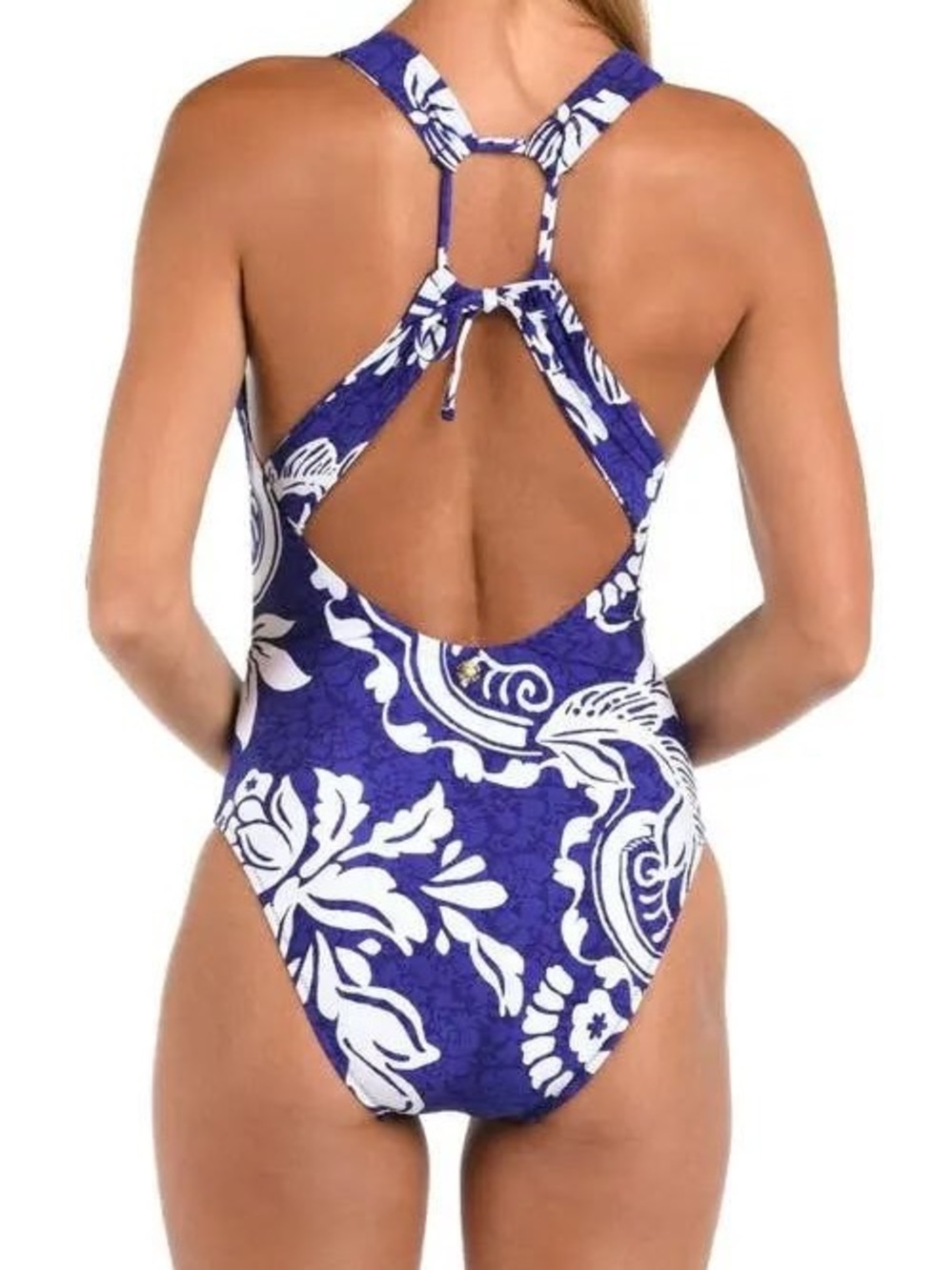 Sunshine 79 Swimsuit Deep Blue Floral V-Neck One Piece Size US 6 - Picture 3 of 9